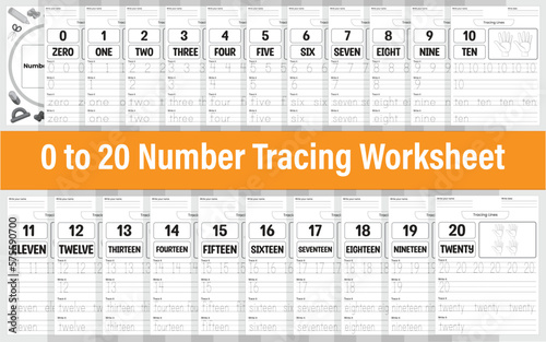 Numbers tracing worksheet for kids photo