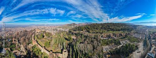 Aerial view looking down on the Alhambra in Granada Spain © Mike Workman