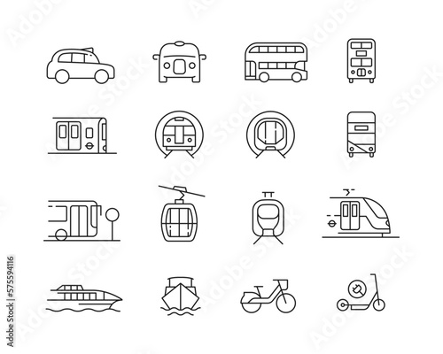Платно London Transport Icon collection containing 16 editable stroke icons