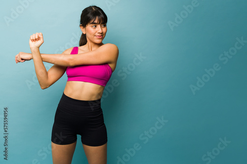 Active fitness trainer ready for her fit workout