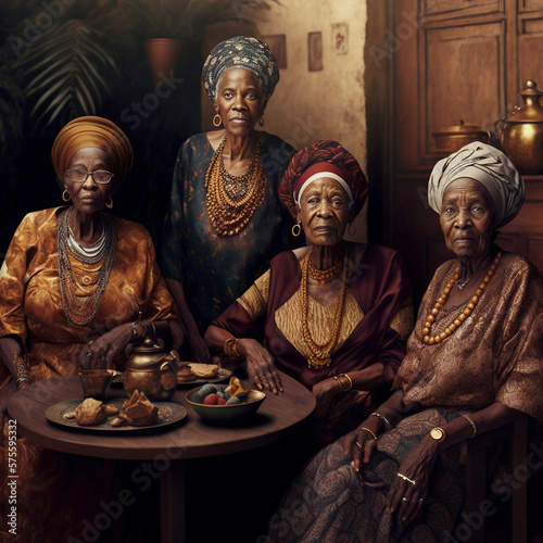 Generative AI. Nigerian elder and her friends