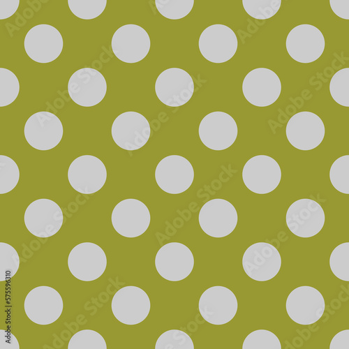 Seamless vector pattern with big grey dots on grass green background