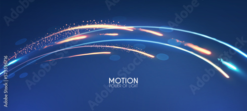 Motion striped light effect with fluid color. Abstract shining wave background. Magic screen design