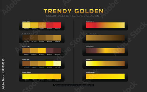 golden color palettes, golden color schemes, golden color gradients