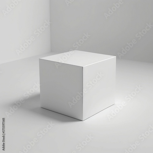 Blank white box on table mockup - A versatile and modern product shot template for showcasing your branding and packaging design ideas in various industries such as e-commerce, retail, and business. T © Paper