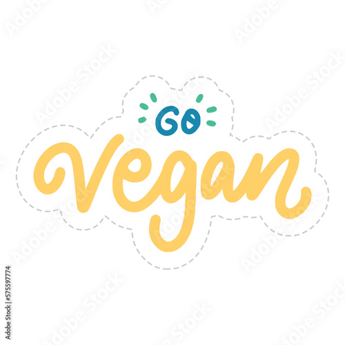 Go Vegan Sticker. Vegan Lettering Stickers