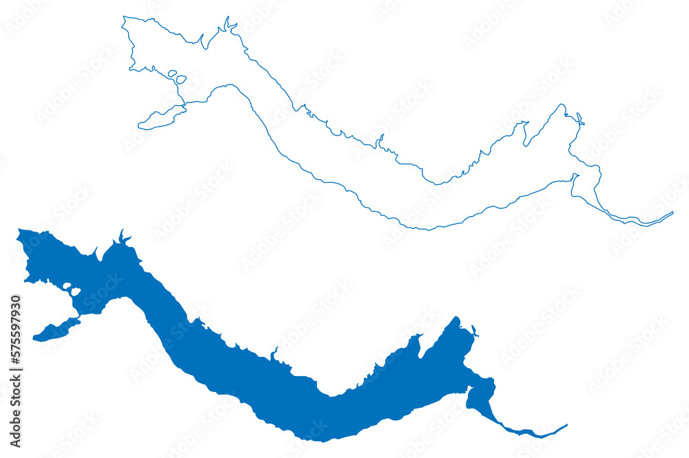 Lake Riffe Reservoir (United States of America, North America, us, usa, Washington) map vector illustration, scribble sketch Mossyrock Dam map