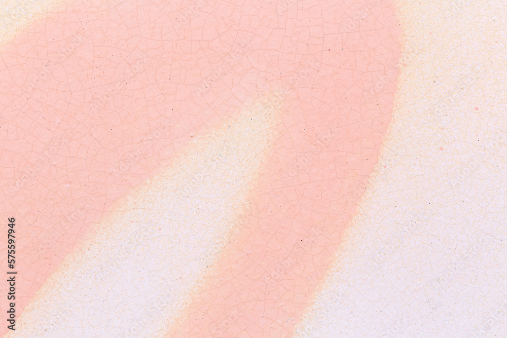 Fototapeta premium Macro close-up of beige spray paint with splashes on a white wall. Abstract full frame textured splattered graffiti background with copy space.