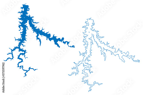 Lake Stockton Reservoir (United States of America, North America, us, usa, Missouri) map vector illustration, scribble sketch Stockton Dam map