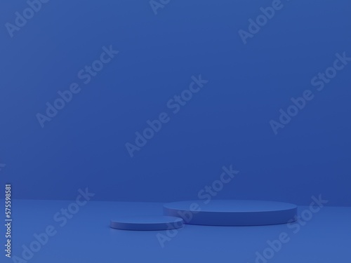 Blue podium abstract composition for product presentation 3d render 3d illustration