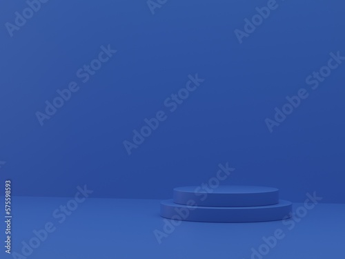 Blue podium abstract composition for product presentation 3d render 3d illustration