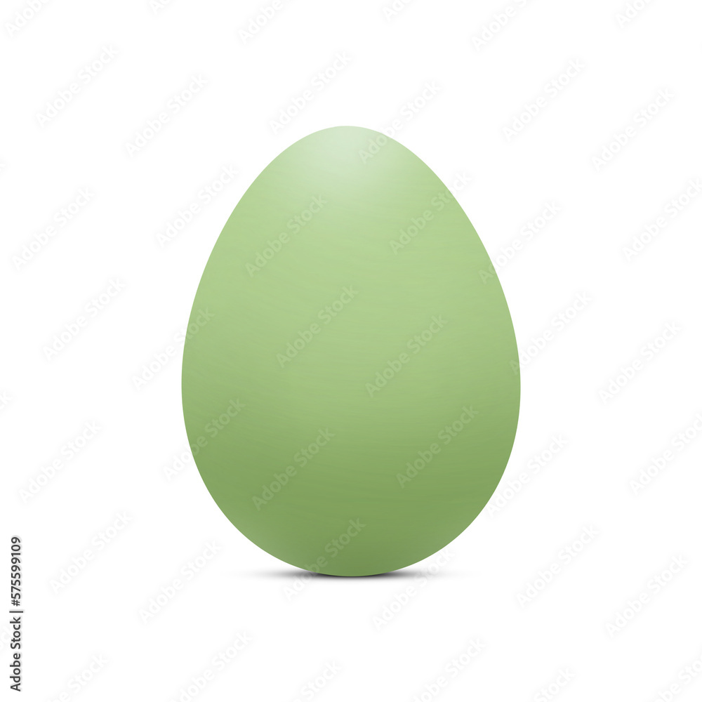 Green Easter egg isolated on transparent background. Easter eggs in green color with shadow. Festive PNG element for your creativity, Easter design decoration, web banners, social media posts.