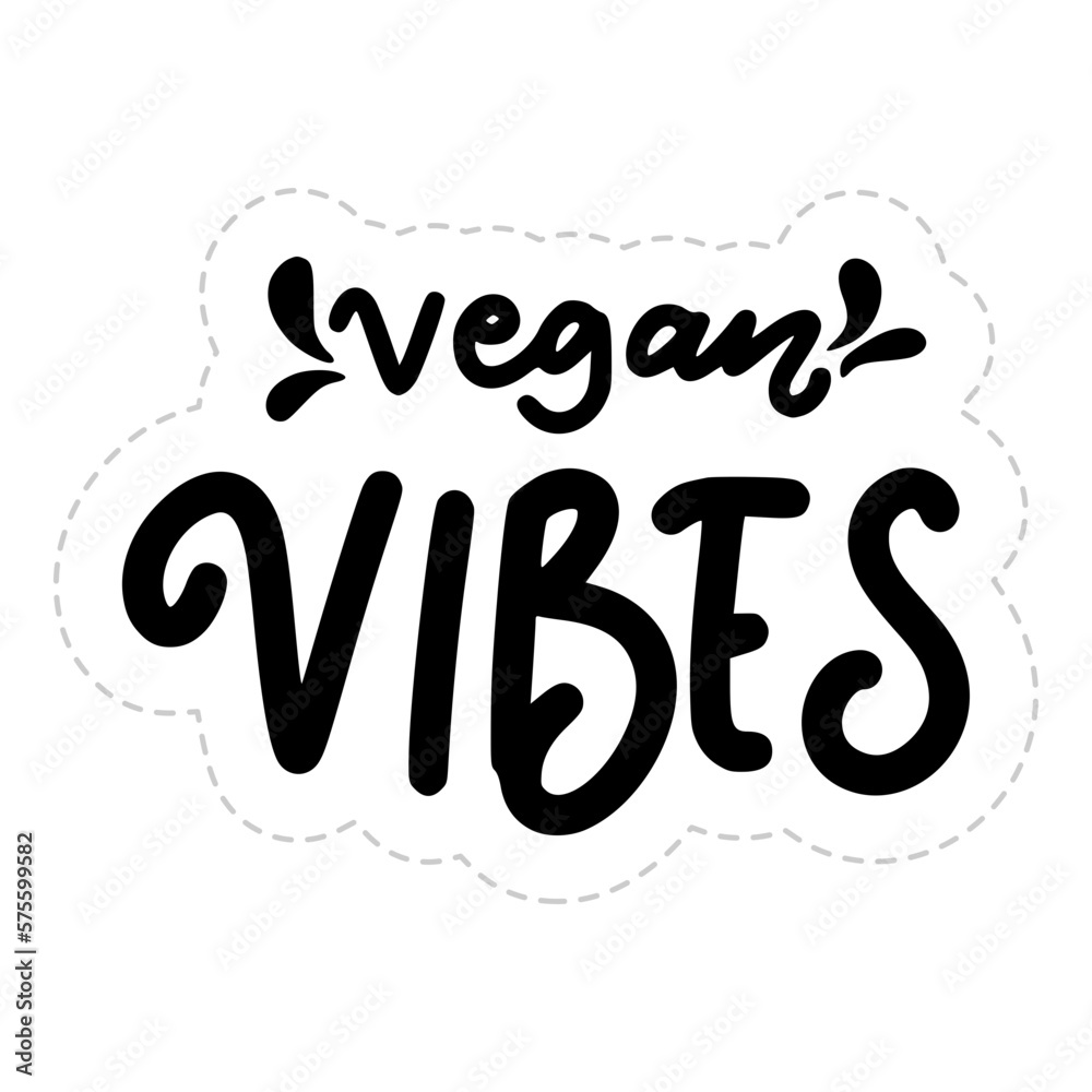 Vegan Vibes Sticker. Vegan Lettering Stickers