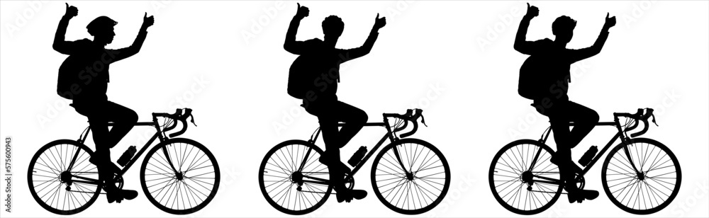 Obraz premium Winner in a cycling race. A cyclist shows the 
