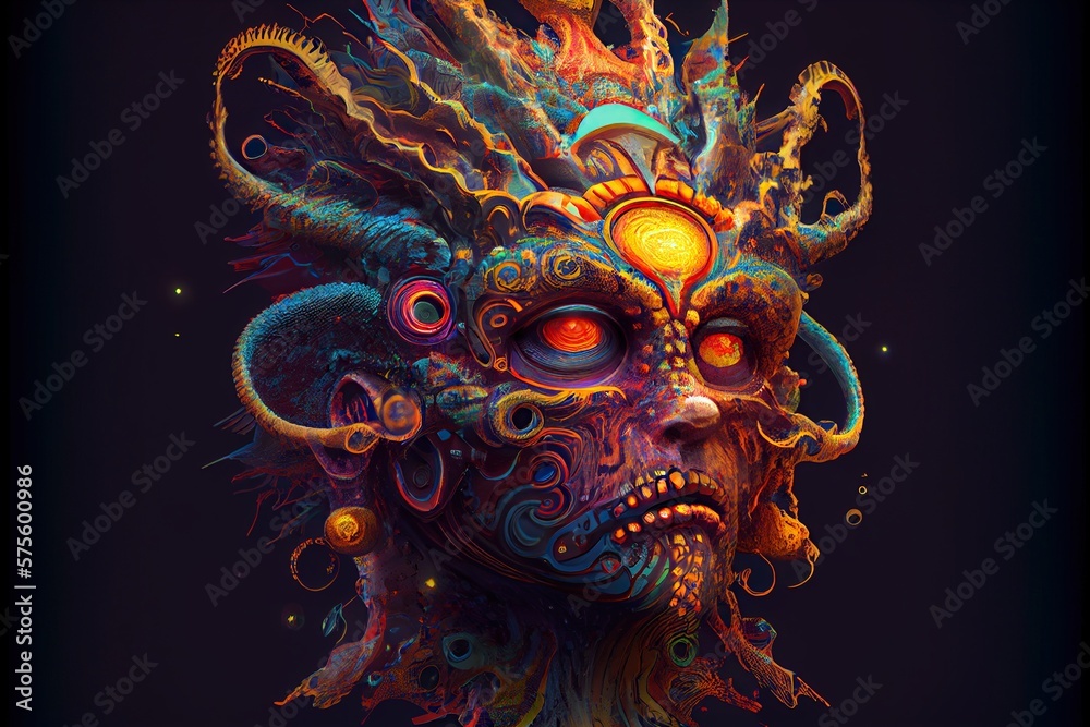 Generative AI illustration of higher, yoga relax chill out dmt visions spirit. 7 colored chakras meditation DMT hallucinations. Multiverse connected through a nervous system - trippy psychedelic Generative AI illustration of higher, yoga relax chill out dmt visions spirit. 7 colored chakras meditation DMT hallucinations. Multiverse connected through a nervous system - trippy psychedelic