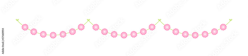 Cute spring floral garland illustration. Flower buntings for springtime designs.
