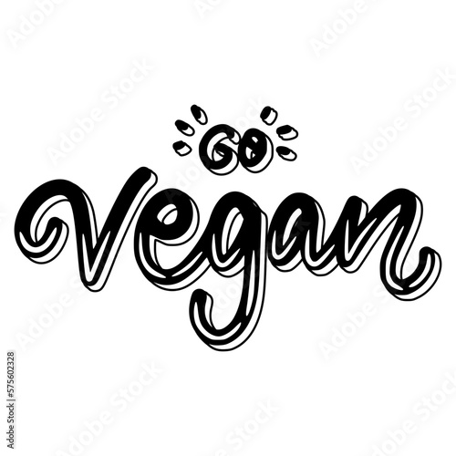 Go Vegan Sticker. Vegan Lettering Stickers