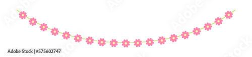 Cute spring floral garland illustration. Flower buntings for springtime designs.