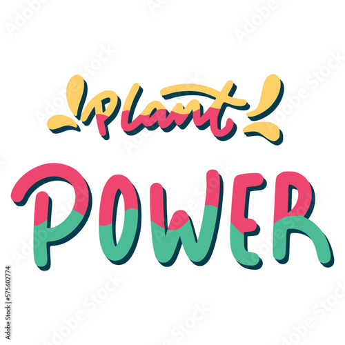 Plant Power Sticker. Vegan Lettering Stickers