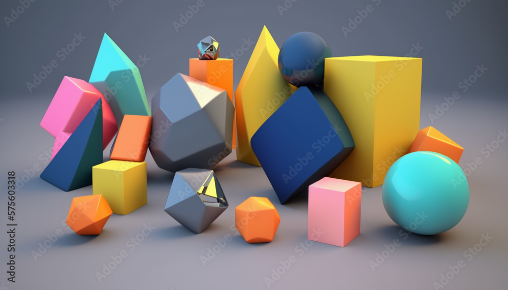 Obraz premium Abstract Colorful Minimalist Figures - Generative AI