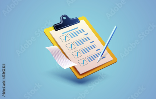 Clipboard communication, management service page, business paper. Vector
