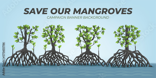 Mangroves forest vector illustration for Banner Background