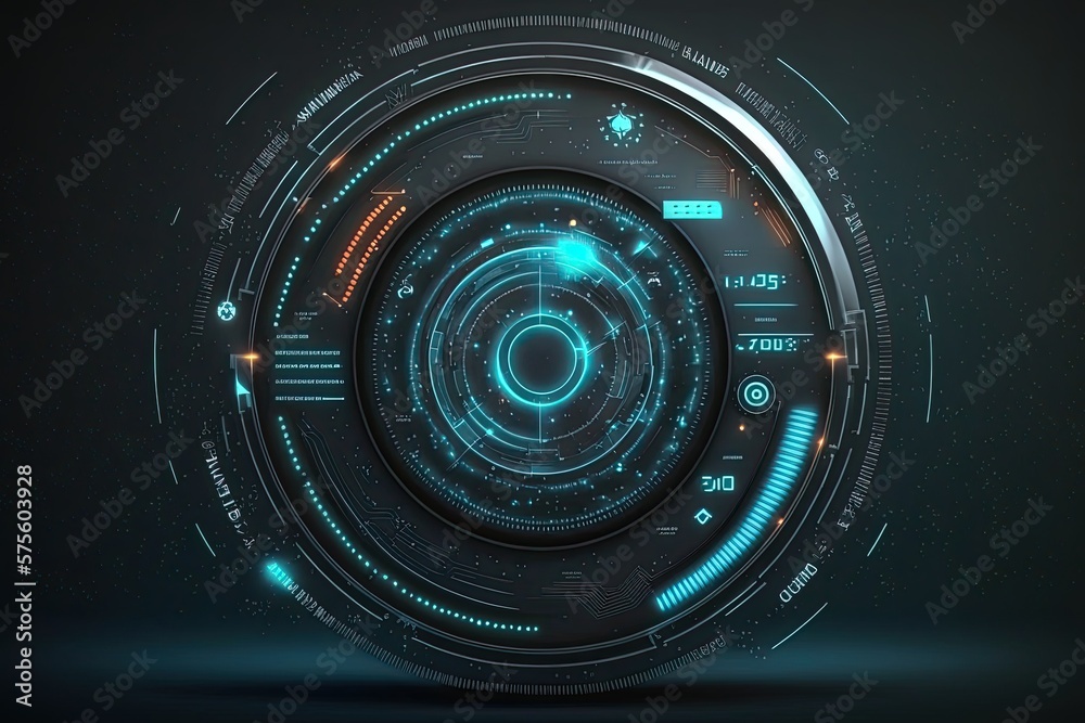 Futuristic abstract circular technology background. Digital hologram screen.Generative AI Futuristic abstract circular technology background. Digital hologram screen.Generative AI