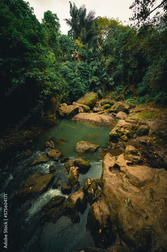 Rocky tropical river in Beji Guwang, Bali, Indonesia Rocky tropical river in Beji Guwang, Bali, Indonesia