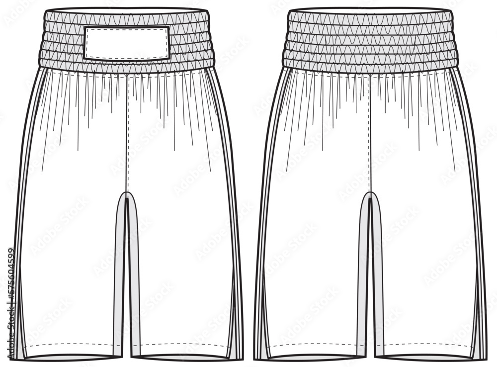 Boxing Shorts jersey design flat sketch fashion illustration, Combat ...