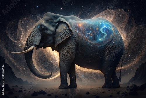 Spectacular Splendor  Captivating Cosmological Artwork with Gigantic Animals Generative AI