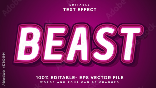 Modern 3d Word Beast Editable Text Effect Design Template, Effect Saved In Graphic Style