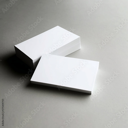 Blank business cards on table mockup - A professional and versatile template for showcasing your branding and design ideas in various industries such as business, marketing, and creative services.  © Paper