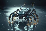 Black Scorpion Crawling on Swimming Pool Generative AI