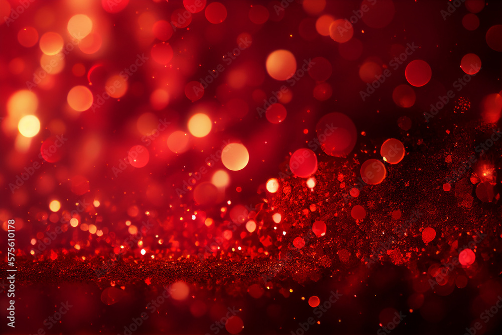 Red glitter background, glowing red blur for Christmas or festive texture. Generative AI Red glitter background, glowing red blur for Christmas or festive texture. Generative AI