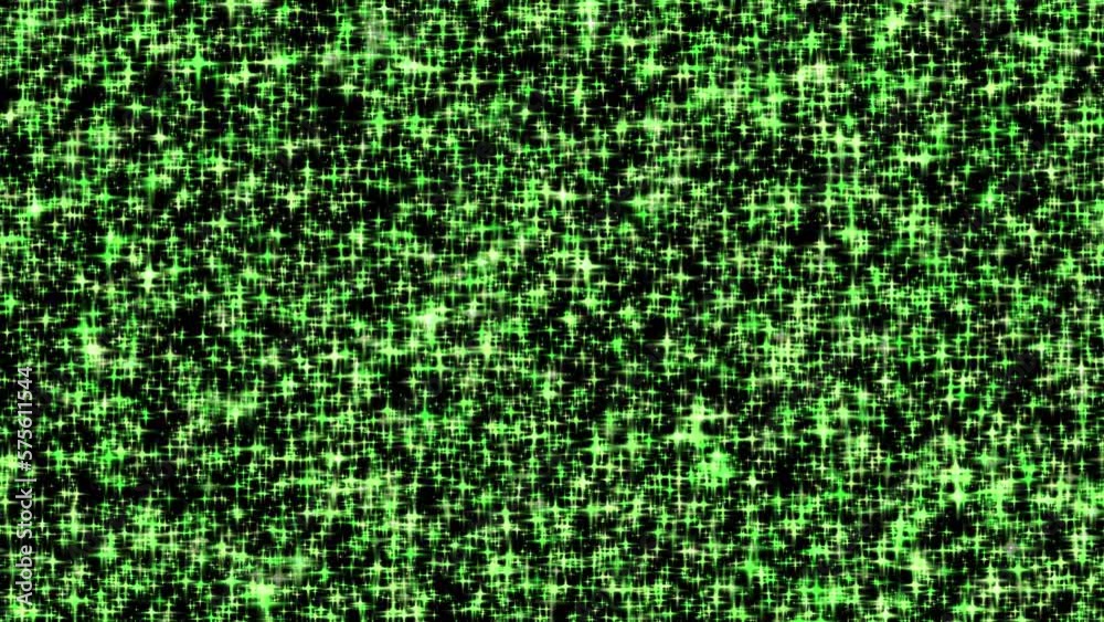 Shiny green stars twinkle and tremble quickly. Abstract loopable 4k background at 60fps.