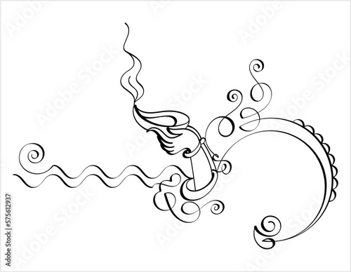 Diwali Diya Pen Ink Style M_2302001