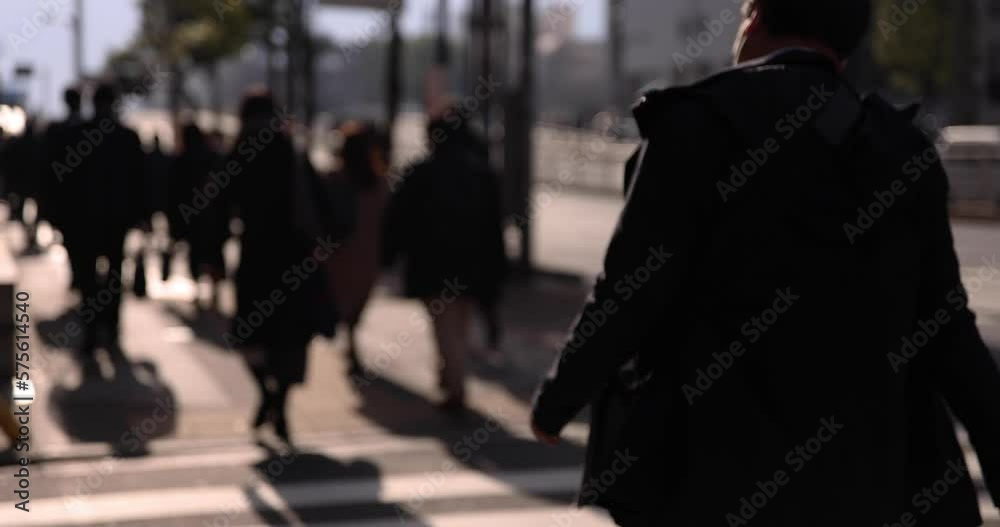 A slow motion of walking people on the city street A slow motion of walking people on the city street