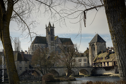 View on the medieval city of Moret sur Loing in Seine et Marne in France photo