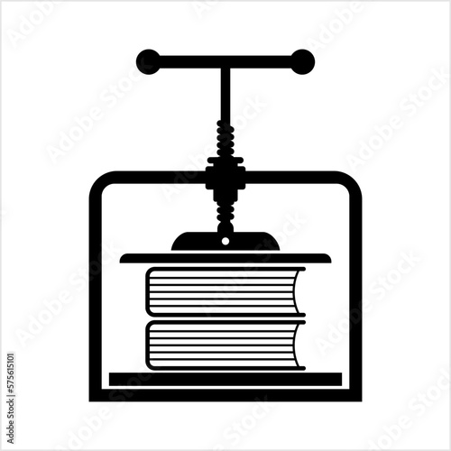 Book Binding Press Machine Icon, Bookbinding Stack Of Paper
