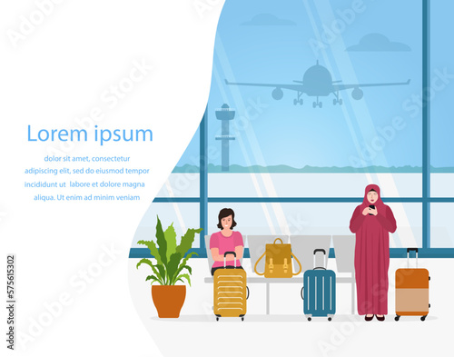 Muslim People Airport Passenger Tourist Travel