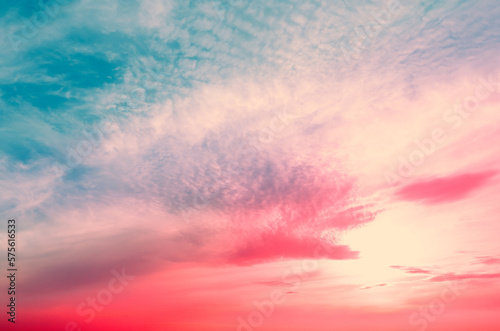 Colorful cloudy sky at sunset. Gradient color. Sky texture, abstract nature background