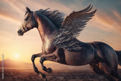 The Splendor of a Horse with Wings in the Sky Generative AI
