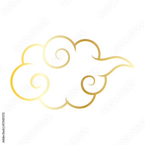 Golden chinese cloud line icon.