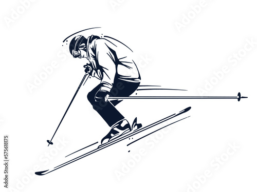 vector set of skiing logos, emblems and design elements