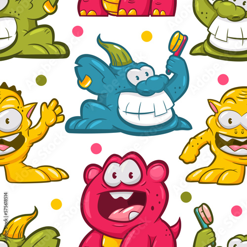 Cute trolls vector cartoon seamless pattern background for wallpaper  wrapping  packing  and backdrop.