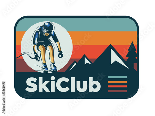 vector set of skiing logos, emblems and design elements