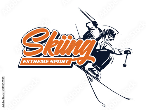 vector set of skiing logos, emblems and design elements