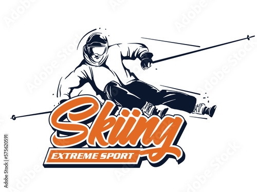 vector set of skiing logos, emblems and design elements