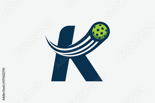 pickleball logo with a combination of letter k and a moving ball for any business especially pickleball shops, pickleball training, clubs, etc.