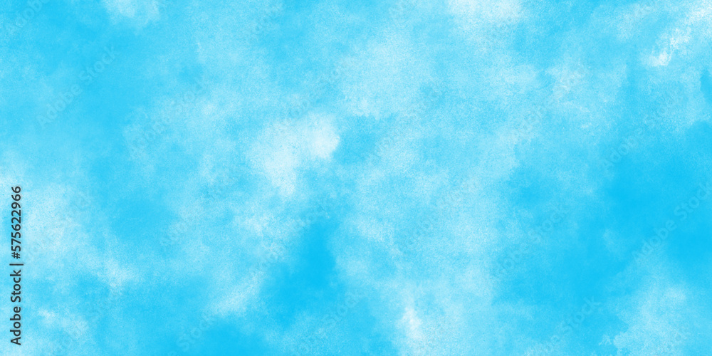 Abstract Watercolor shades blurry and defocused Cloudy Blue Sky Background, blurred and grainy Blue powder explosion on white background, Classic hand painted Blue watercolor background for design.	